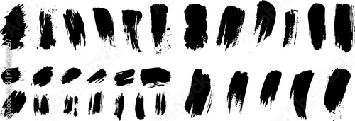 Dynamic Brushstrokes: A captivating collection of bold, textured black brushstrokes on a clean backdrop, perfect for adding artistic flair and graphic appeal to any project.