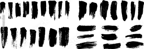 Dynamic Brushstrokes: A captivating collection of bold, textured black brushstrokes on a clean backdrop, perfect for adding artistic flair and graphic appeal to any project.