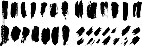 Dynamic Brushstrokes: A captivating collection of bold, textured black brushstrokes on a clean backdrop, perfect for adding artistic flair and graphic appeal to any project.