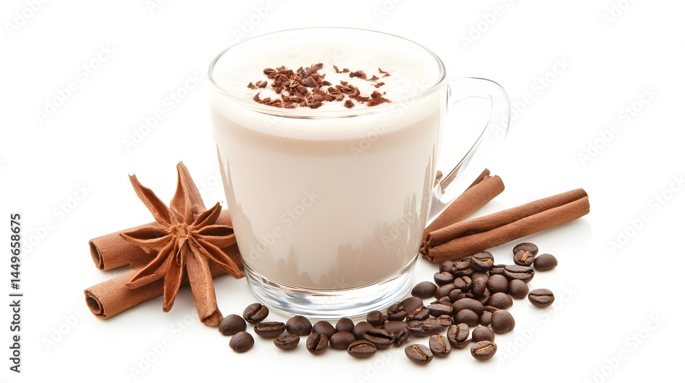 Delicious Aromatic Coffee Latte with Cinnamon and Star Anise Delicious Aromatic Coffee Latte with Cinnamon and Star Anise