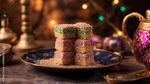 Delicious Colorful Turkish Delight Sweets Stack