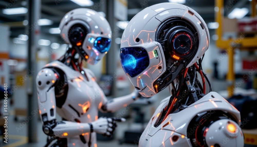 Fototapeta premium two robots in what appears to be an industrial setting