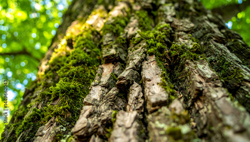 Close Up Of Mossy Tree Trunk