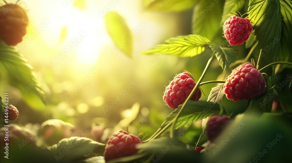 Ripe raspberries in sunlight Ripe raspberries in sunlight