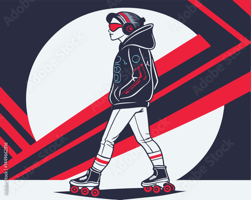 Stylish Figure Skating With Retro Aesthetic and Modern Streetwear Appeal