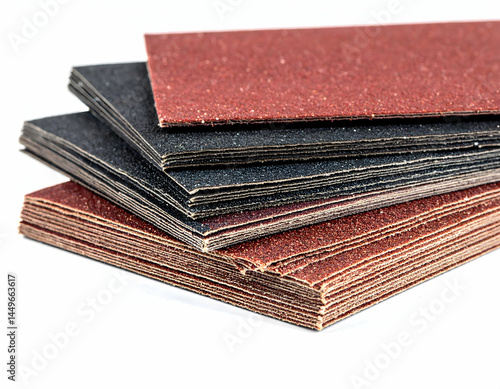 Stacked Abrasive Sandpaper Sheets In Different Colors