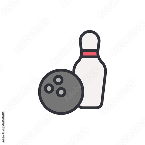 Bowling colored icons, minimalist vector illustration ,simple transparent graphic element .Isolated on white background