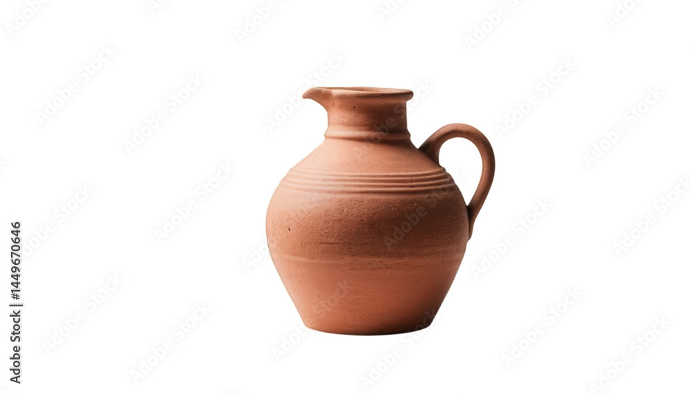 A terracotta clay pitcher with a handle, ideal for serving water, juice, or decorative purposes. On a transparent background A terracotta clay pitcher with a handle, ideal for serving water, juice, or decorative purposes. On a transparent background