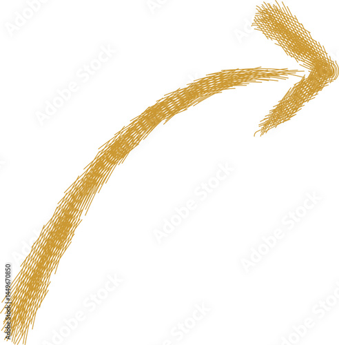 A yellow arrow line illustration ideal for directional signage or graphic design projects.