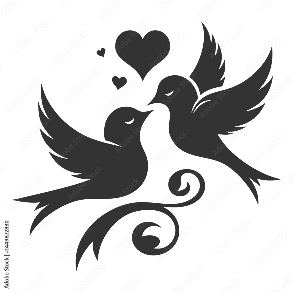 Obraz premium Romantic Birds: A Valentine's Day Love Symbol