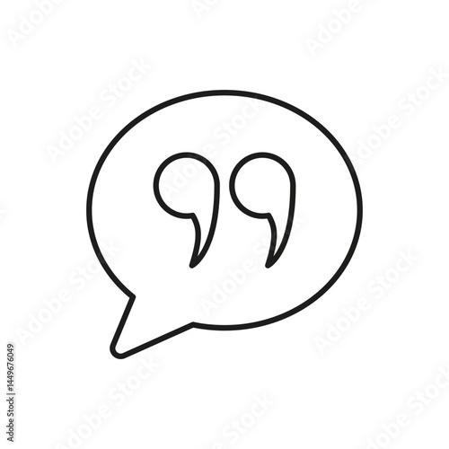 Quotation Marks In Speech Bubble Line Icon. Communication, Quoting, And Dialogue Representation Outline Symbol. Text And Conversation Emphasis. Editable Stroke. Isolated Vector Illustration