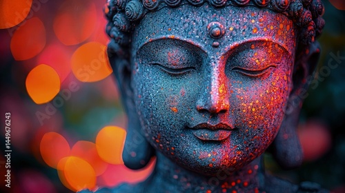 Buddha statue image with vibrant background