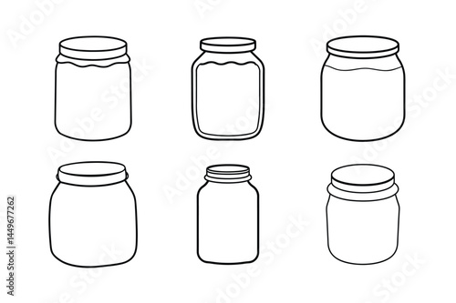 Jam jar outline  vector bundle  illustration, Jam jar Line art