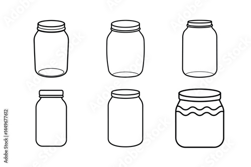 Jam jar outline  vector bundle  illustration, Jam jar Line art