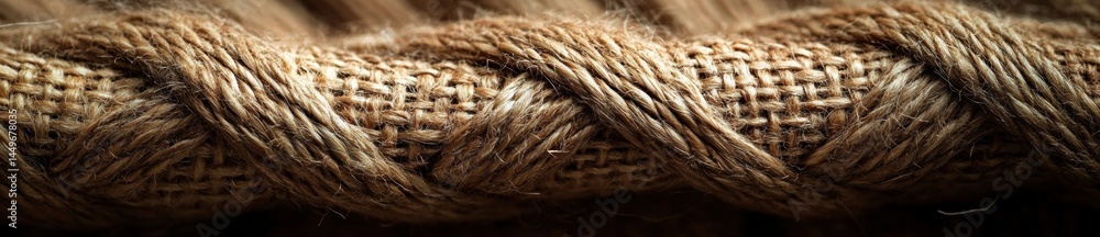 Fototapeta premium Woven jute rope closeup, textured background