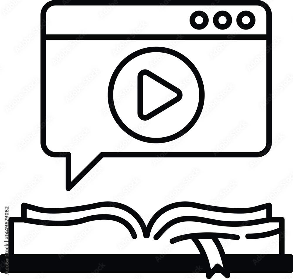 Fototapeta premium book with a speech bubble and a play button on the cover