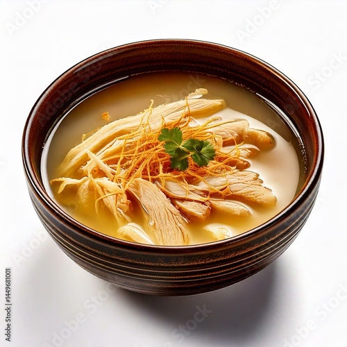 Ginseng Soup Isolated Images for Wellness: Vibrant Ginseng Soup Photos with White Background Showcasing Ginseng Soup Textures