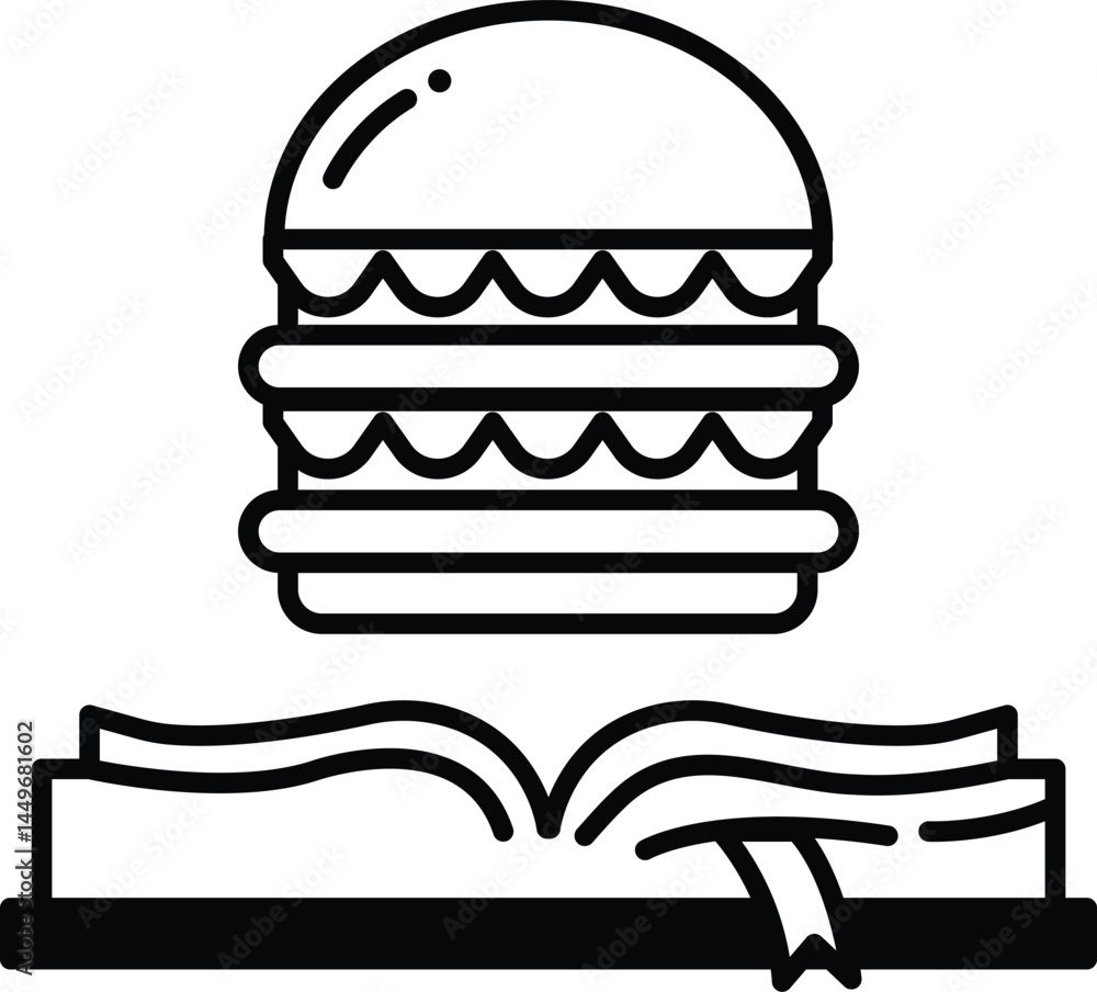 book with a hamburger on top of it book with a hamburger on top of it