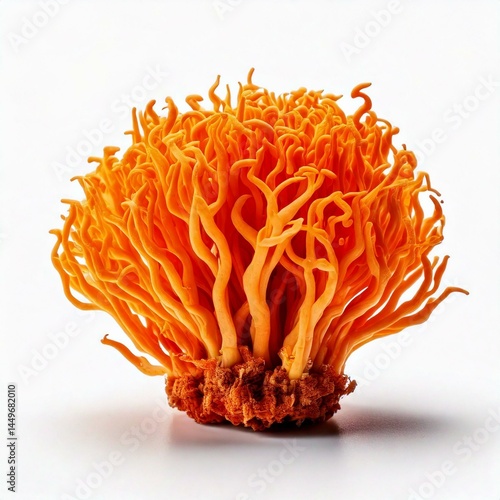 Cordyceps Mushroom Isolated Images for Vitality: Hyper-Realistic Cordyceps Mushroom Photos with White Background Featuring Cordyceps Mushroom