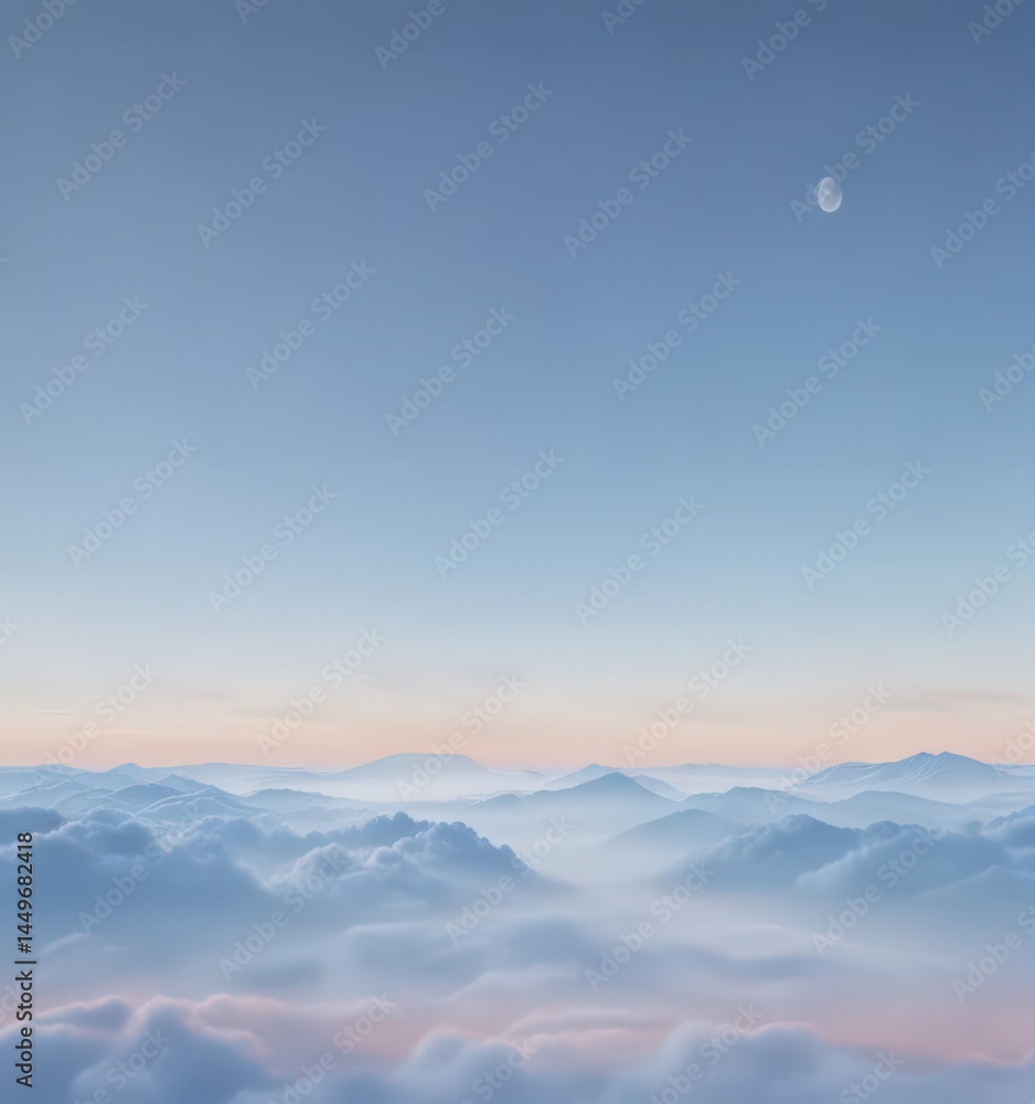 Fototapeta premium Serene light blue pastel sky gradient, smooth texture, atmosphere, light