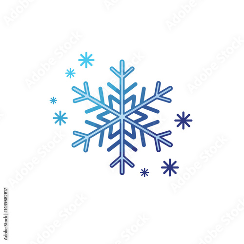 Climate Natural Resources.  Icon. Blue winter snowflake design on a white background  