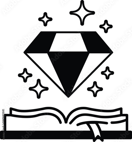 diamond is on top of an open book