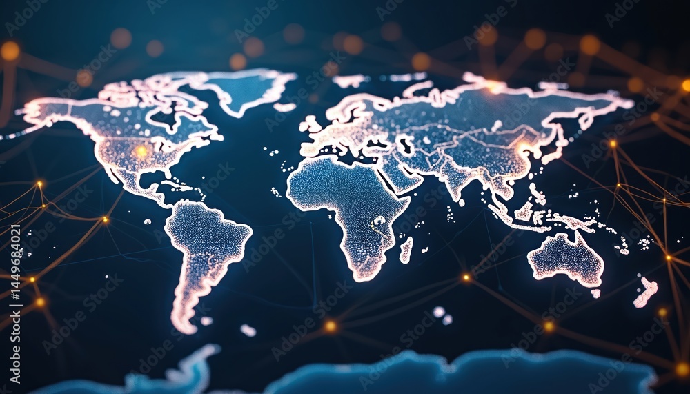 Global network abstract illustration. Energy corporations form strategic alliance to develop offshore wind farms for sustainable power generation. Innovation in green energy sector. Renewable energy