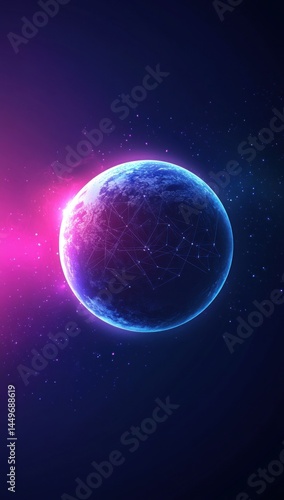 Wallpaper Mural Futuristic planet with vibrant neon glow in space. Torontodigital.ca