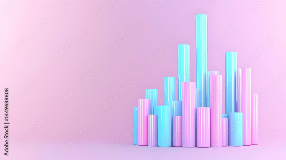 Soft Pastel Colored Cylinders on Gradient Pink and Purple Background Soft Pastel Colored Cylinders on Gradient Pink and Purple Background