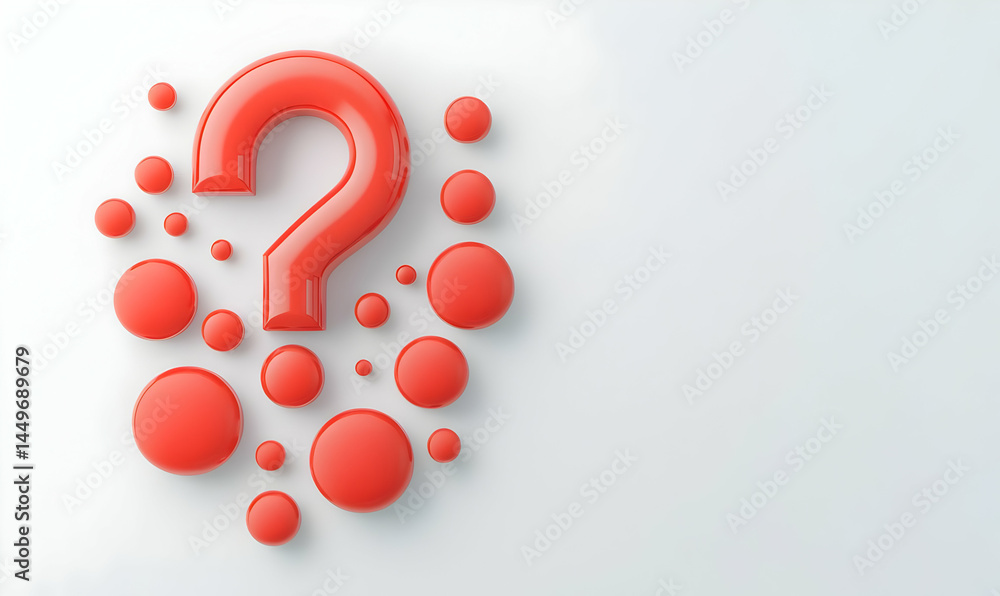 Red Question Mark with Colorful Bubbles on a Light Background Red Question Mark with Colorful Bubbles on a Light Background
