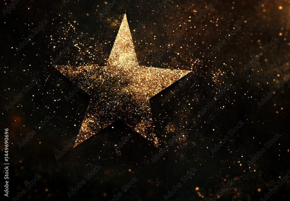 Glittering gold star on dark background. (1) Glittering gold star on dark background. (1)