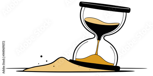 Black and white sand timer visual with clean edges wood texture and smooth shading
