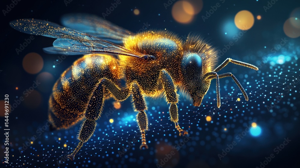 Naklejka premium Golden Honeybee in Flight