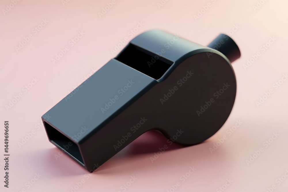 Classic black plastic whistle, simple design, clean background , instructor, dark Classic black plastic whistle, simple design, clean background , instructor, dark