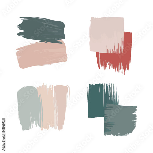 Neutral Brush Swatches Collection. Set of neutral-toned vector brush swatches with soft textures and natural strokes. Great for modern abstract compositions, branding, and digital art.