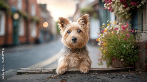 Fototapeta Naklejka Na Ścianę i Meble -  Dog in town, looking curious