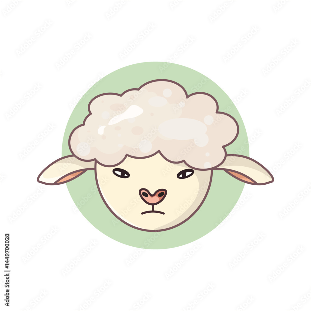 Sheep Head Icon - Colored Illustration Style Sheep Head Icon - Colored Illustration Style
