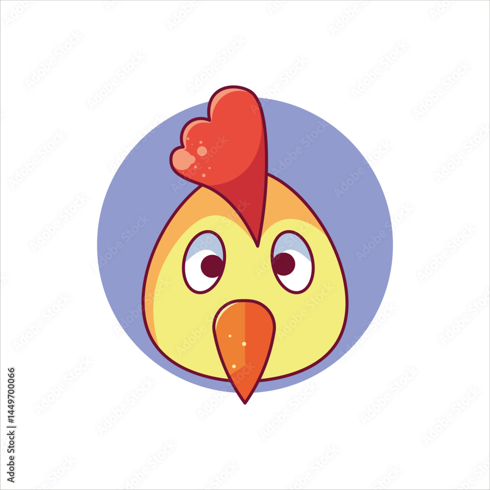 Fototapeta premium Chicken Head Icon - Colored Illustration Style