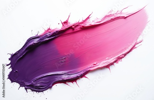Abstract illustration thick acrylic oil paint brush stroke. Pink, purple colors on white background. Generative AI art with texture, artistic design. Bright color, creative idea for background.