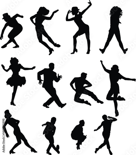 Hand-Drawn Dancer Silhouette Set – Artistic Dance Pose Collection