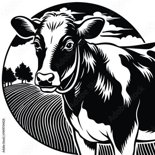 set of cow vector silhouette illustration isolated on white background

