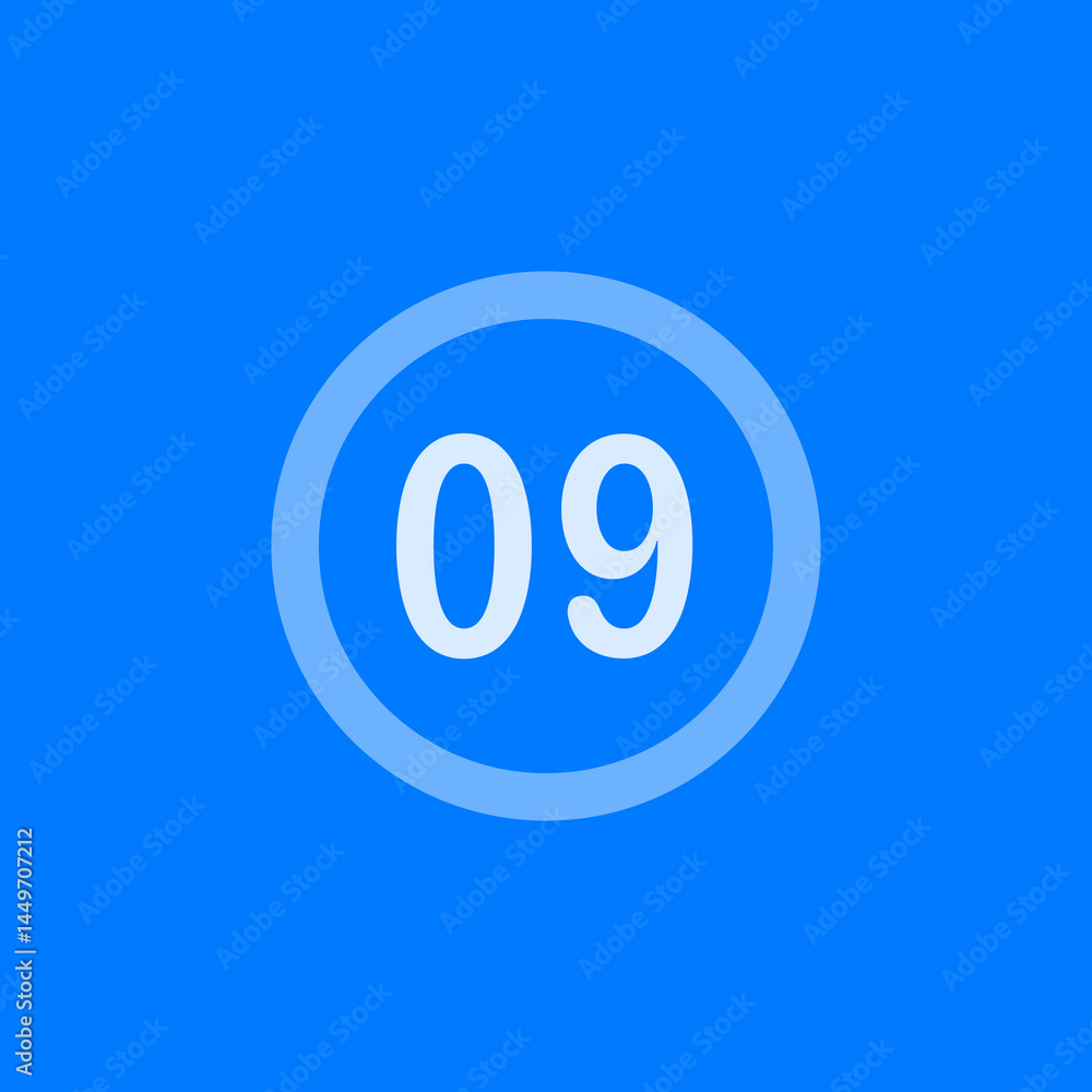 Outlined Zero-Nine Circle Outlined Zero-Nine Circle