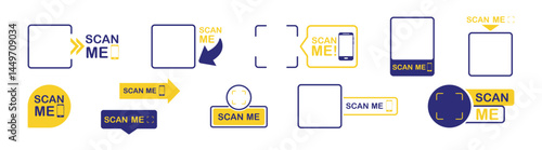 QR code set. Scan qr code icon. Scan me barcode sign. QR code scan for smartphone.