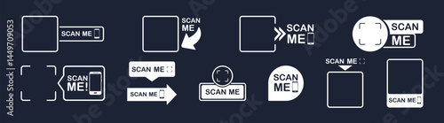 QR code scan icon set. Scan me frame set. QR code for mobile app, payment and identification. 