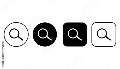 Set of magnifying glass icons buttons for web design.  Magnifier or loupe signs. Search symbols