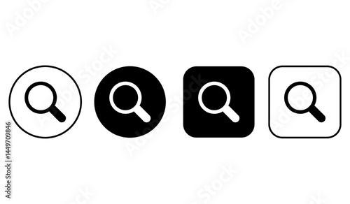 Collection of magnifying glass icons. Buttons for web design with magnifier or loupe signs
