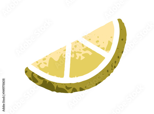 Lime piece, cut wedge slice. Green fruit, citrus with fresh juicy flesh. Exotic tropical food with sour pulp, rind. Healthy organic nutrition. Flat vector illustration isolated on white background