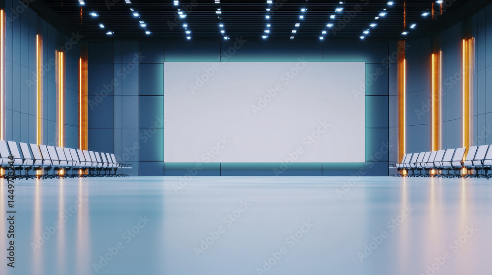 modern conference room with large blank screen, sleek seating, and ambient lighting creates professional atmosphere for presentations modern conference room with large blank screen, sleek seating, and ambient lighting creates professional atmosphere for presentations