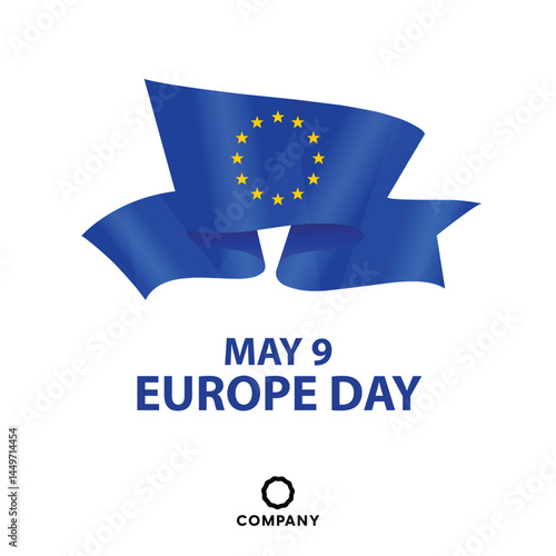 Happy Europe Day Flag 9 May illustration vector design