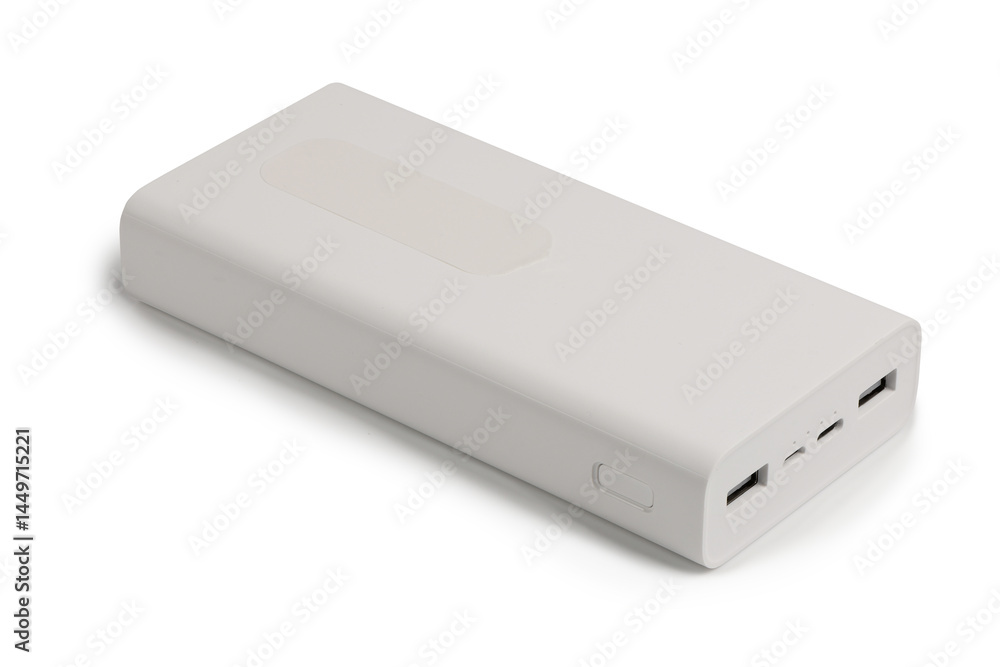 White power bank on white background. White power bank on white background.
